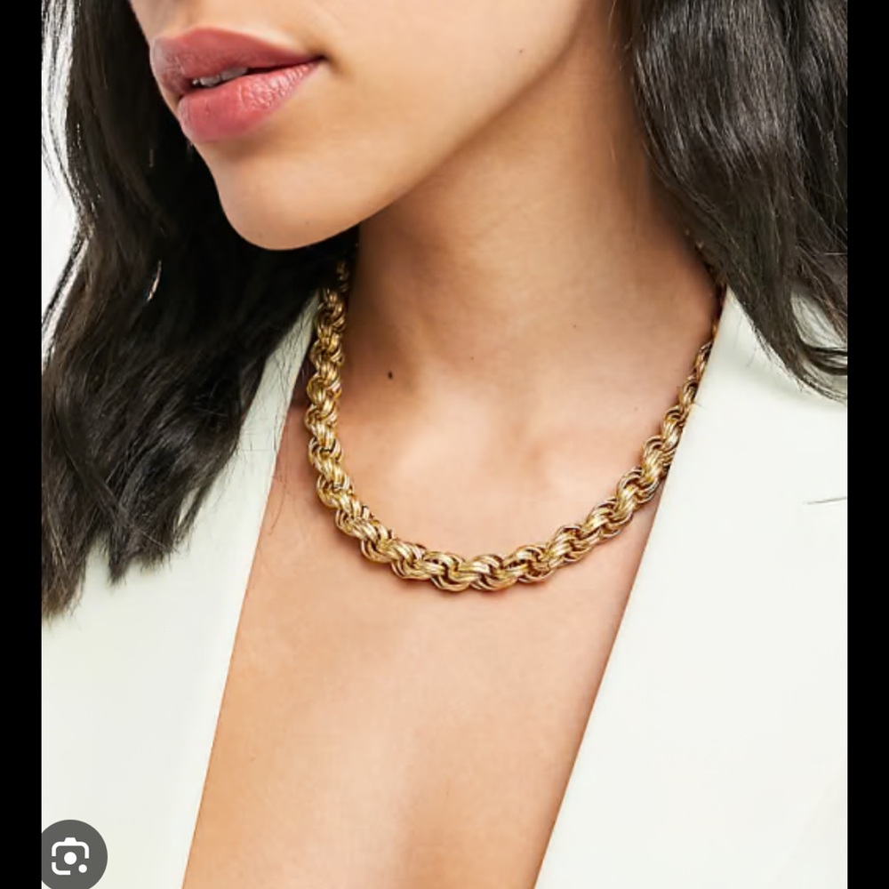 MNG by Mango Gold Chunky Rope Necklace